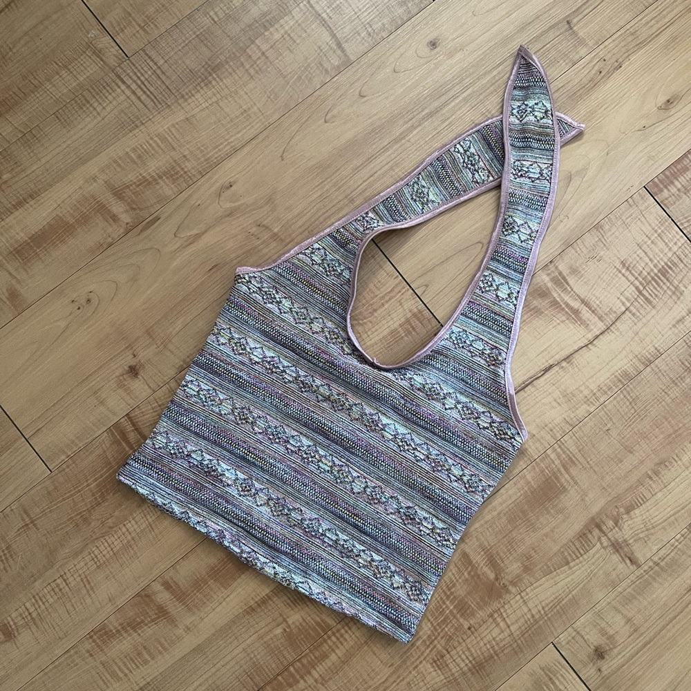 Multicolor Patterned Women's Tie Halter Top